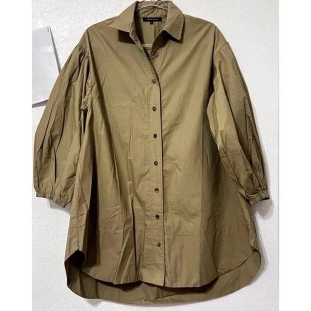 Olivaceous Khaki Poplin button shirt mini dress size Meduim‎ - Picture 2 of 6